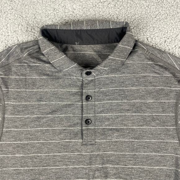 Lululemon Men’s Medium Gray Short Sleeve Polo Shirt - Picture 2 of 8